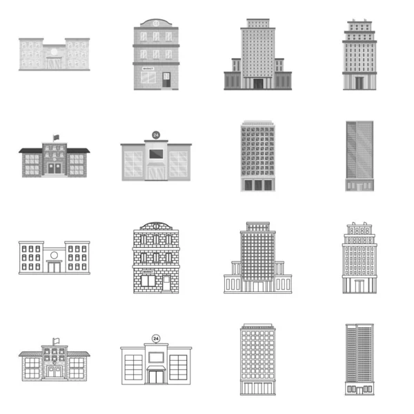 Objet isolé de l'icône municipale et centrale. Collecte d'illustration vectorielle de stock municipal et successoral . — Image vectorielle