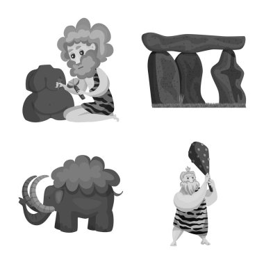 Isolated object of survival and history symbol. Set of survival and prehistory vector icon for stock.