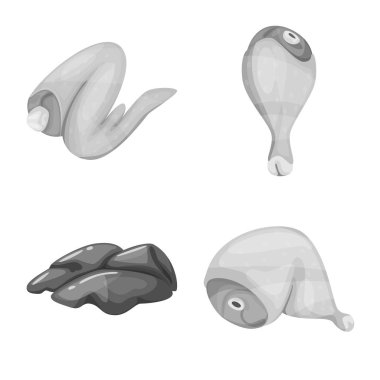 Mutfak ve kuş logosu Vektör illüstrasyon. Stok için mutfak ve kümes vektör simgesi seti.