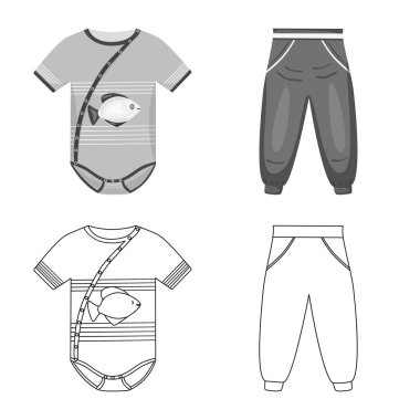 Moda ve giysi simge vektör Illustration. Moda ve pamuk stok vektör çizim seti.