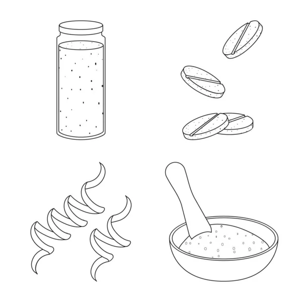 食品和素食标志的矢量插图。一套食品和杂草矢量图标的股票. — 图库矢量图片