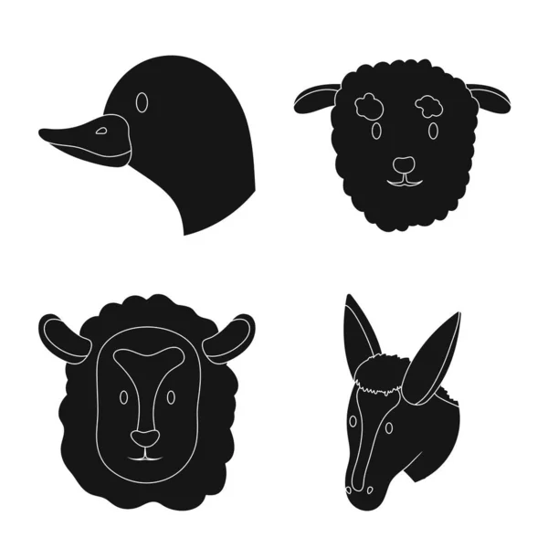 Isolierte Objekt der Ranch und Bio-Logo. Reihe von Ranch und Head Stock Vektor Illustration. — Stockvektor