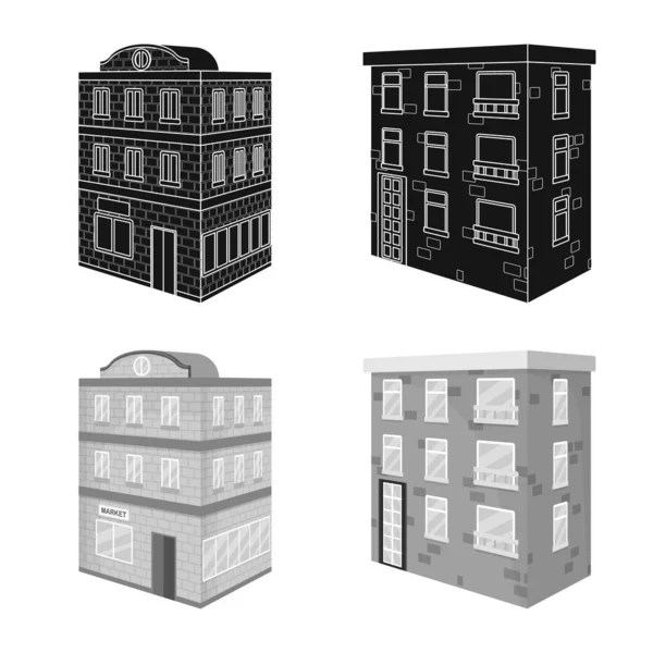 Ilustración vectorial del icono de construcción y construcción. Conjunto de construcción e ilustración de vector de stock inmobiliario . — Vector de stock