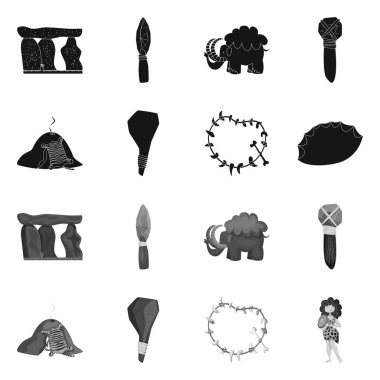 Evrim ve tarih öncesi simge vektör Illustration. Hisse senedi için evrim ve geliştirme vektör simge kümesi.