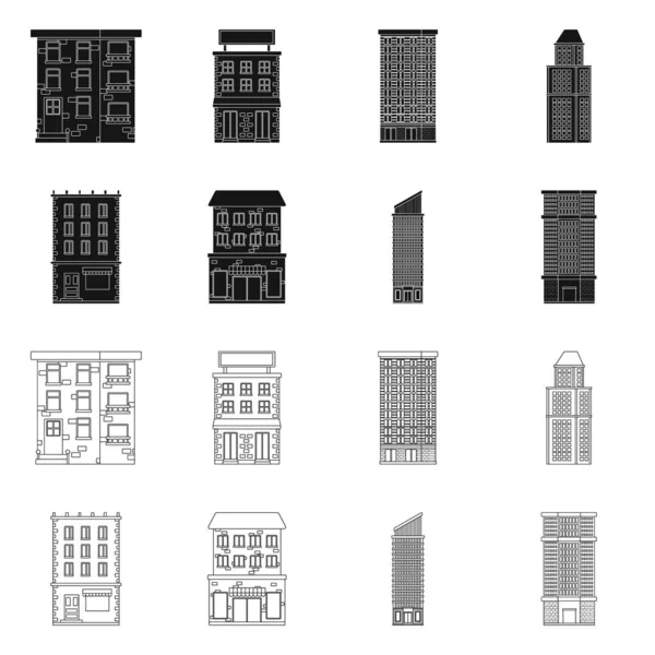 Objeto isolado do logotipo municipal e central. Coleção de ícone de vetor municipal e imobiliário para estoque . —  Vetores de Stock