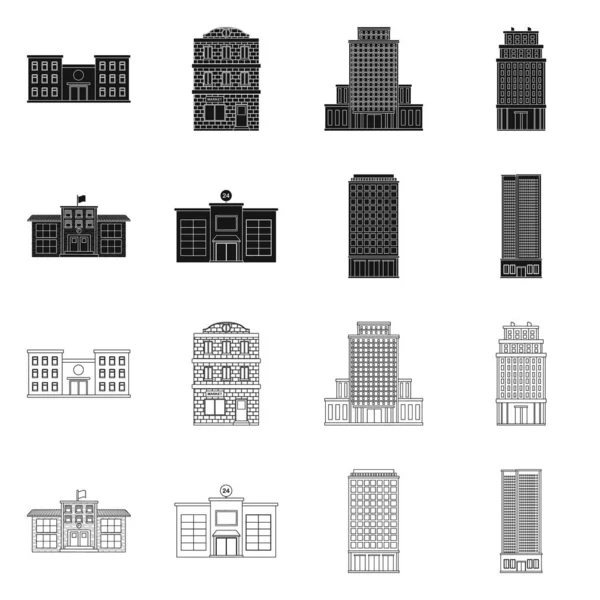 Illustrazione vettoriale del simbolo comunale e centrale. Raccolta di azioni comunali e immobiliari simbolo per il web . — Vettoriale Stock