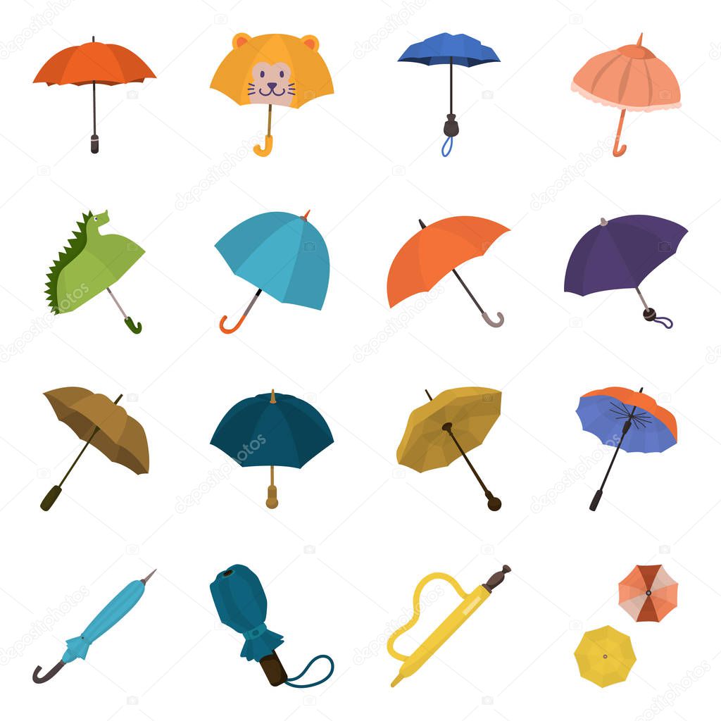 Vector design of umbrella and rain sign. Collection of umbrella and weather vector icon for stock.