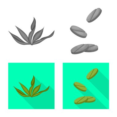 Protein ve deniz simge vektör tasarımı. Protein ve hisse senedi için doğal vektör simge kümesi.