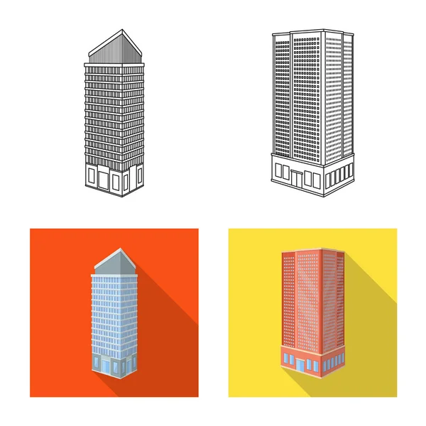 Oggetto isolato di costruzione e simbolo dell'edificio. Raccolta di illustrazione vettoriale costruzione e patrimonio immobiliare . — Vettoriale Stock