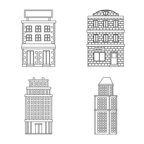 Objeto aislado de arquitectura y logo exterior. Colección de arquitectura e icono vectorial de la ciudad para stock . — Archivo Imágenes Vectoriales