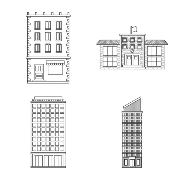 Objeto aislado de arquitectura e icono exterior. Colección de arquitectura y ciudad símbolo de stock para web . — Vector de stock