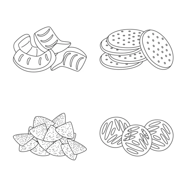 Ürün ve menü logosunun vektör tasarımı. Web için ürün ve lezzet stok sembolü seti.