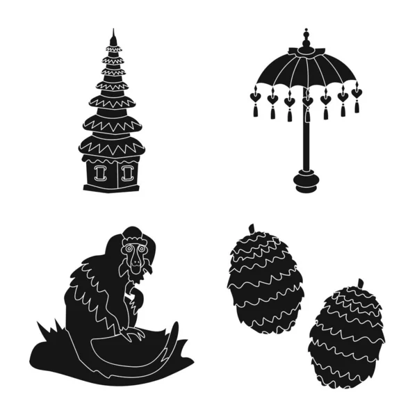 Vektorillustration und traditionelles Symbol. Sammlung und Bali-Vektor-Symbol für Aktien. — Stockvektor