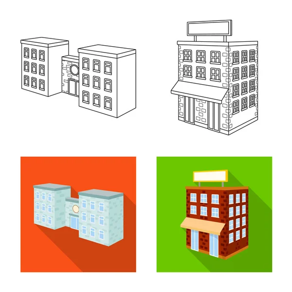 Vektorillustration der Konstruktion und des Gebäude-Logos. Sammlung von Bau- und Immobilienvektorsymbolen für Aktien. — Stockvektor