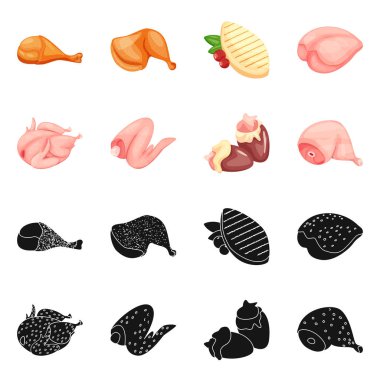 Ürün ve kümes hayvanları logo yalıtılmış nesne. Hisse senedi için ürün ve tarım vektör simge topluluğu.