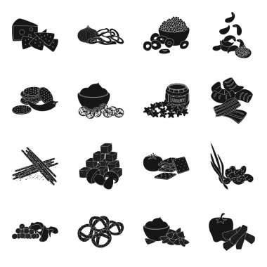 Malzeme ve organik işaretin vektör çizimi. Malzeme ve ürün vektör illüstrasyonunun koleksiyonu.