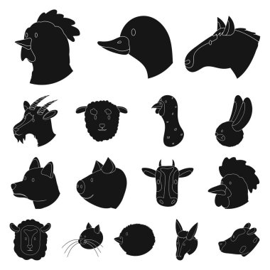 Çiftliğin vektör çizimi ve organik işaret. Stok için çiftlik ve baş vektör simgesi koleksiyonu.