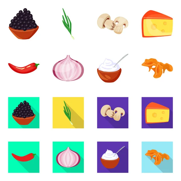 Vektorillustration av smak och produkt-ikonen. Uppsättning av smak och matlagning aktiesymbol för webben. — Stock vektor