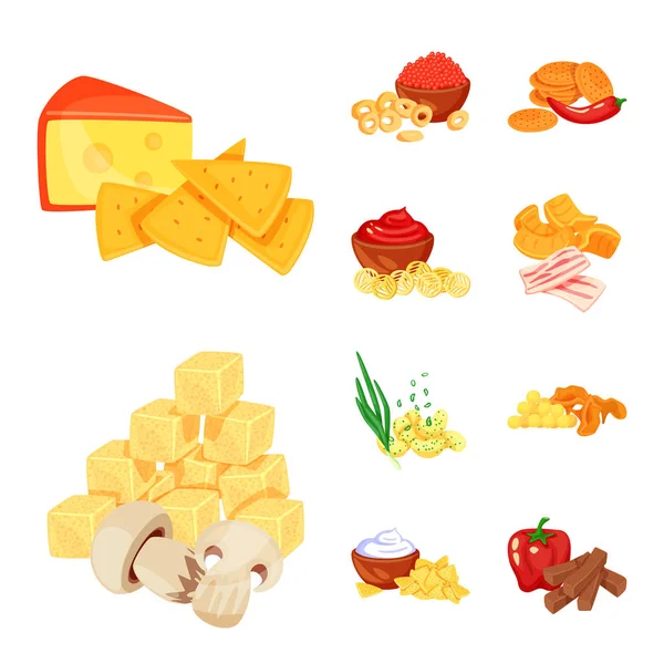 Az élelmiszer és a termék logójának vektortervezése. Élelmiszer- és partiállat-kórokozó-gyűjtemény. — Stock Vector