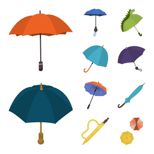우산과 비 로고의 벡터 디자인입니다. 우산 및 날씨 스톡 벡터 일러스트 의 집합. — 스톡 벡터