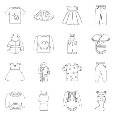 Yalıtılmış aşınma nesnesi ve alt simge. Web için giyim ve giyim stok sembolü seti.