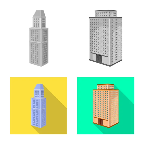 Illustration vectorielle de la construction et icône du bâtiment. Ensemble de construction et d'illustration vectorielle de stock immobilier . — Image vectorielle