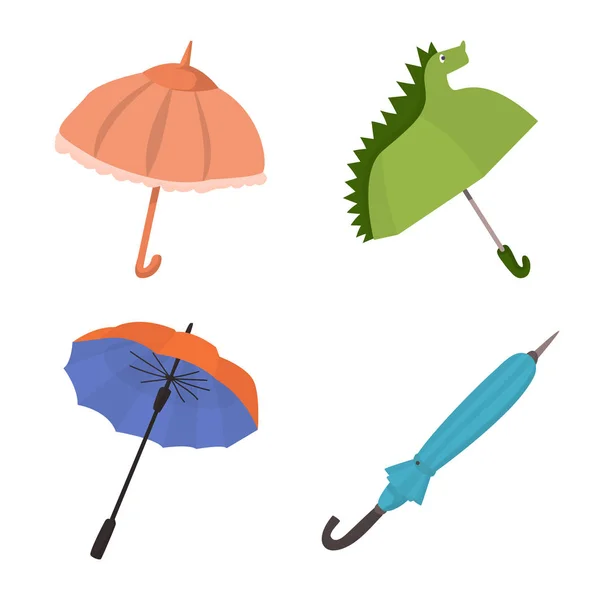 Ізольований об'єкт парасольки та знаку дощу. Збірка парасольки і погоди Векторна піктограма на складі . — стоковий вектор