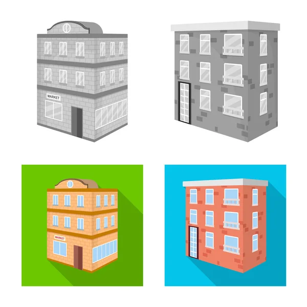 Objeto aislado de construcción y logotipo del edificio. Conjunto de construcción y vector inmobiliario icono para stock . — Vector de stock