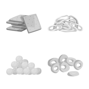 Ürün ve menü işareti vektör Illustration. Web için ürün ve bar hisse senedi simgesi kümesi.