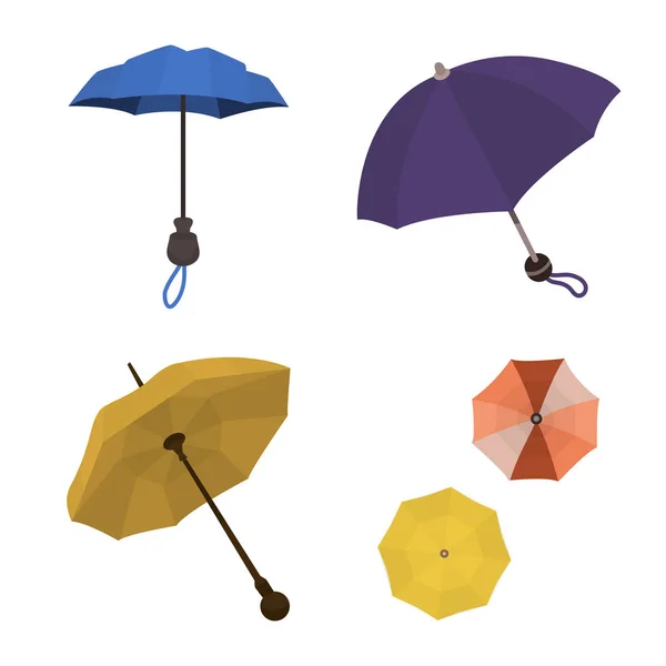 Diseño vectorial de paraguas e icono de lluvia. Conjunto de paraguas y símbolo de stock meteorológico para web . — Vector de stock