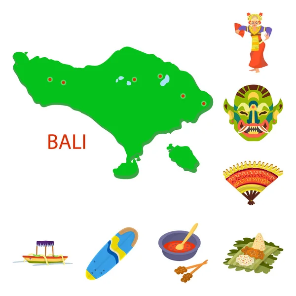 Objeto aislado del logotipo de bali e indonesia. Colección de ícono vectorial bali y caribeño para stock . — Vector de stock