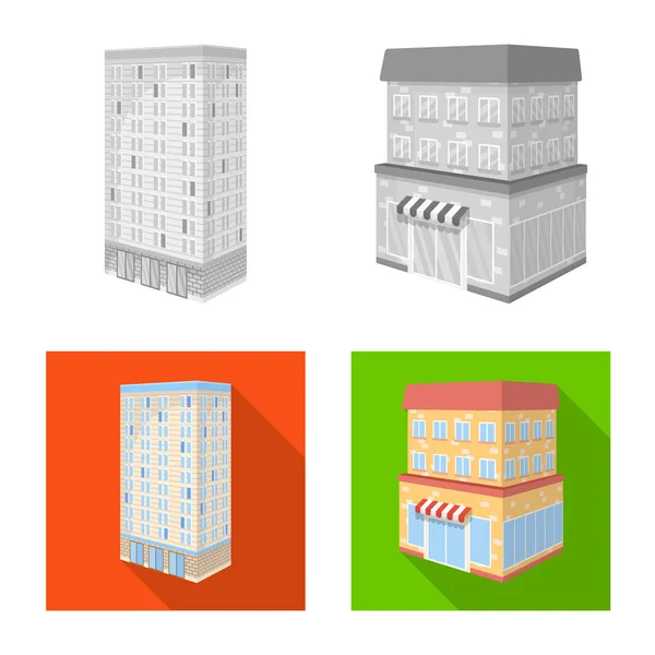 Objeto aislado de construcción e icono del edificio. Colección de construcción y vector inmobiliario icono para stock . — Vector de stock