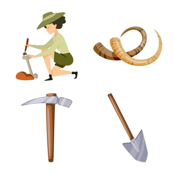 Vector illustration of archaeology and historical symbol. Collection of archaeology and excavation stock symbol for web. — Stock Vector