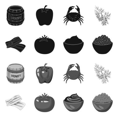 Tat ve ürün simge vektör tasarımı. Toplama tat ve hisse senedi simgesi web için pişirme.