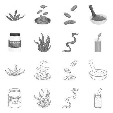 Protein ve deniz simge vektör tasarımı. Protein ve hisse senedi için doğal vektör simge kümesi.