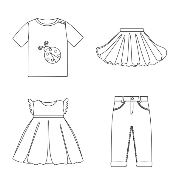 Ilustração vetorial do desgaste e do logotipo da criança. Coleção de desgaste e vetor de vestuário ícone para estoque . — Vetor de Stock