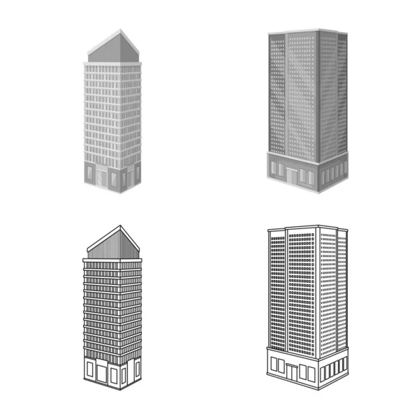 Illustration vectorielle de la construction et icône du bâtiment. Ensemble de construction et icône vectorielle immobilière pour stock . — Image vectorielle