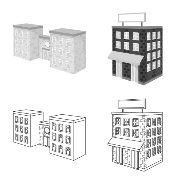 Vektor-Design der Konstruktion und Gebäude-Symbol. Sammlung von Bau- und Immobilienvektorsymbolen für Aktien. — Stockvektor