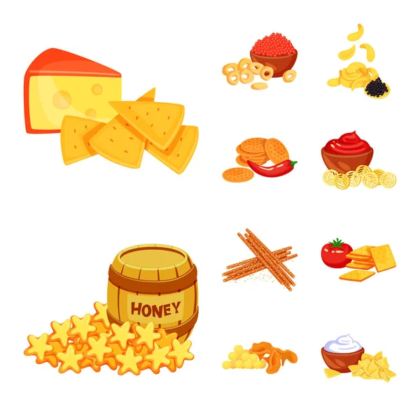 Diseño vectorial de alimentos y símbolo del producto. Recogida de comida y fiesta símbolo de stock para la web . — Archivo Imágenes Vectoriales