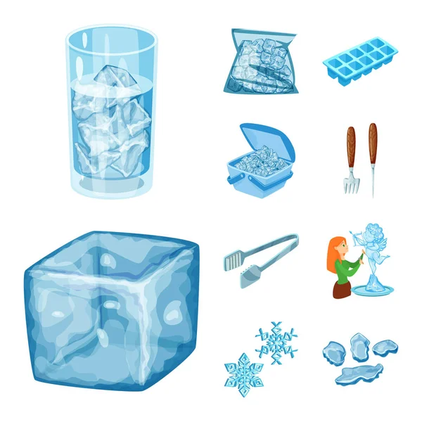 Diseño vectorial del icono de las heladas y el agua. Conjunto de escarcha e ilustración de vectores de material húmedo . — Vector de stock