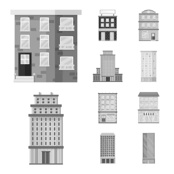 建設と市のロゴの孤立したオブジェクト。建設とセンター株式ベクトル図のセット. — ストックベクタ