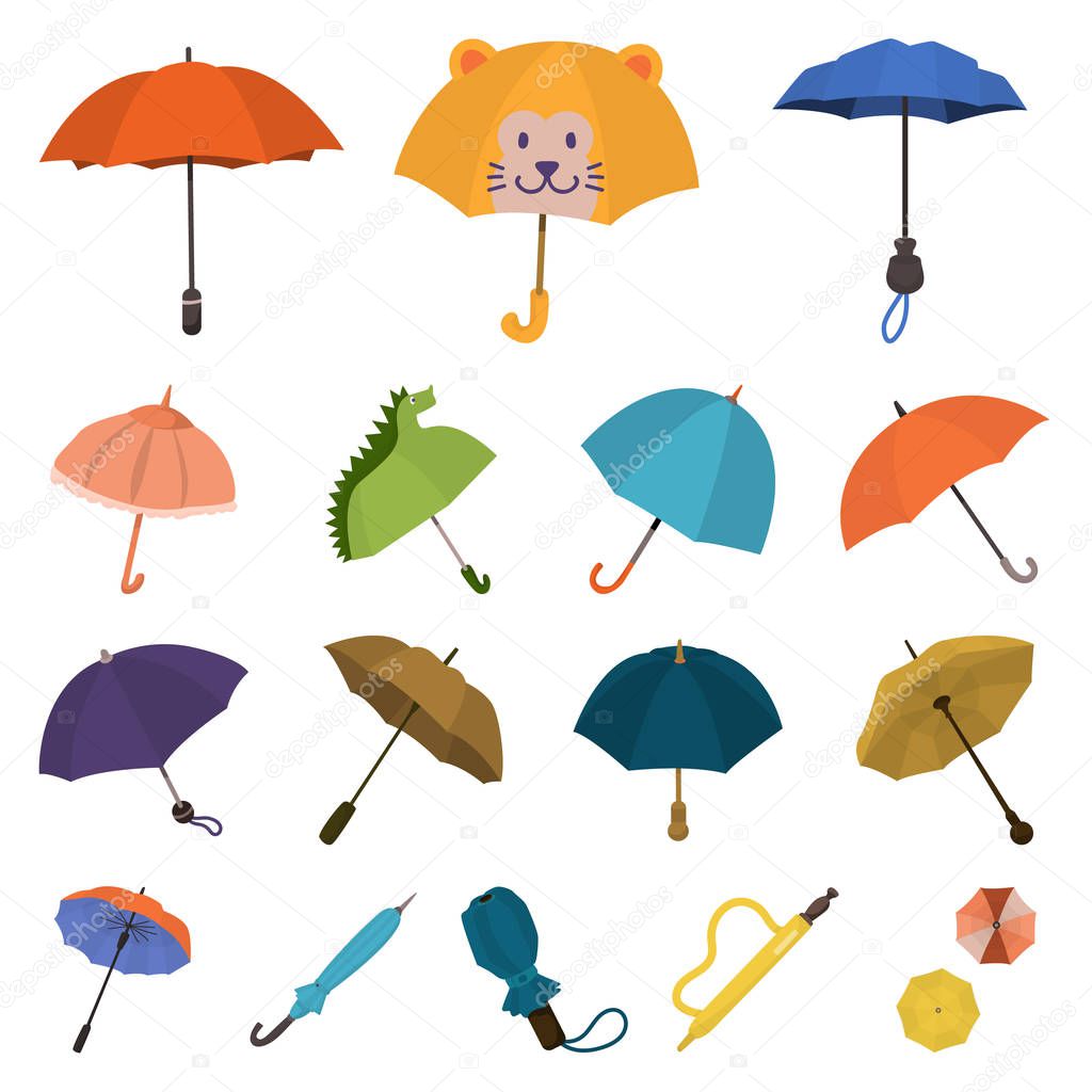 Vector design of umbrella and rain logo. Set of umbrella and weather stock vector illustration.