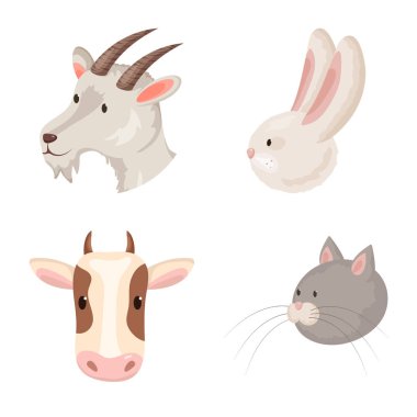 Çiftlik ve baş logosu izole nesne. Çiftlik ve ev yapımı stok vektör illüstrasyon seti.