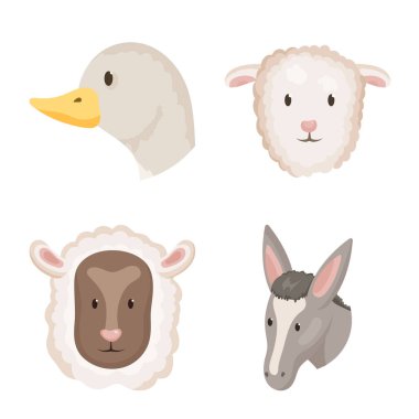 Çiftlik ve baş işareti izole nesne. Web için çiftlik ve ev yapımı stok sembolü seti.