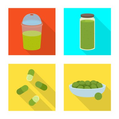 Protein ve deniz işareti vektör Illustration. Protein ve web için doğal hisse senedi simgesi toplama.