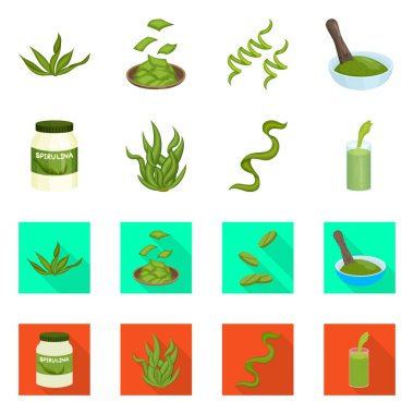 Protein ve deniz logo yalıtılmış nesne. Protein ve hisse senedi için doğal vektör simge kümesi.