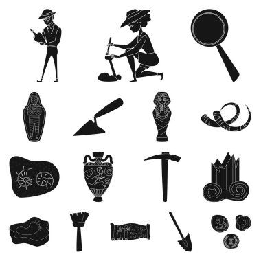 Müze ve öznitelikleri işareti vektör illüstrasyon. Stok lar için müze ve tarihi vektör simgesi seti.