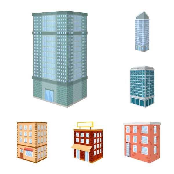 Şehrin vektör illüstrasyonu ve inşa sembolü. Stok için şehir ve apartman vektör simgesi koleksiyonu. — Stok Vektör