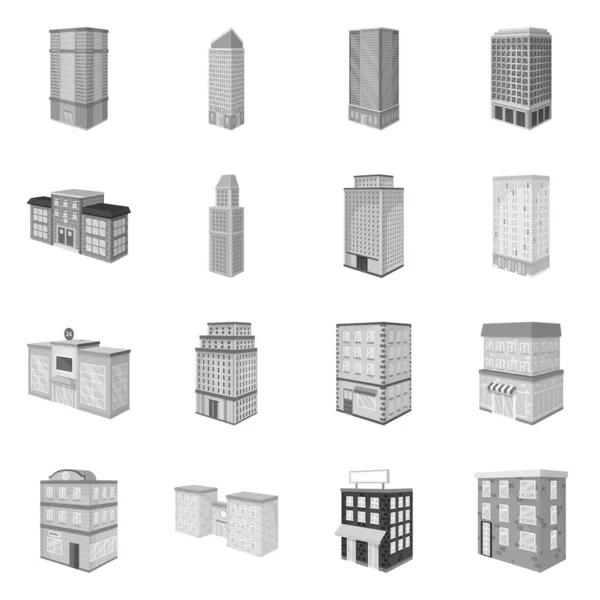 Vektorillustration von Immobilien und modernem Icon. Set von Immobilien und Gebäude-Vektor-Symbol für Aktien. — Stockvektor