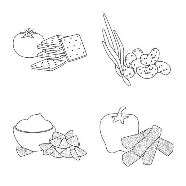 Vektordesign des Geschmacks und knusprige Ikone. Geschmackssatz und Kochtopf-Symbol für das Web. — Stockvektor
